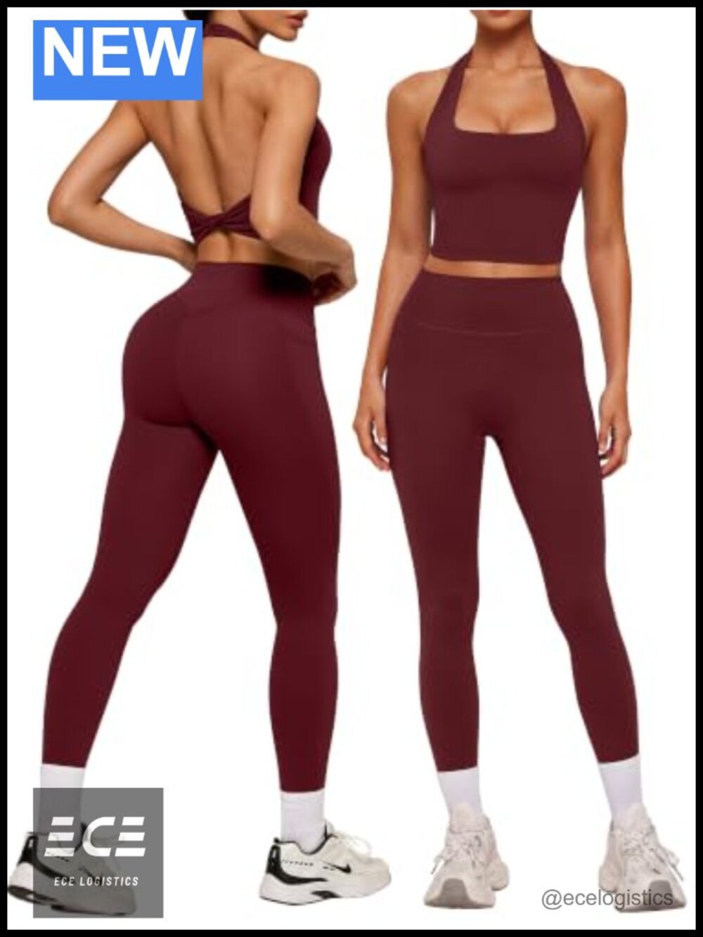 SUUKSESS Women Halter Neck Workout Set Pilates Active Wear Gym